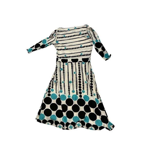 Reborn Knee Length Dress Women Size M Multicolor Long Sleeve Boat Neck Polyester - Picture 1 of 5